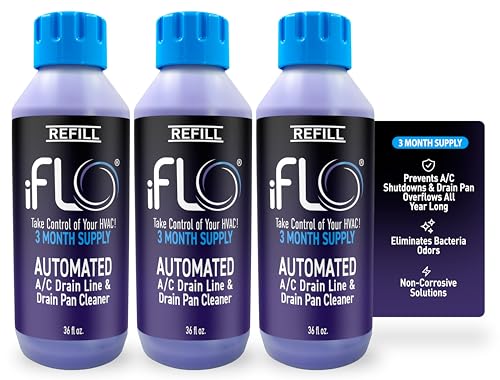 iFLO Smart AC Drain Line Cleaner Cartridge 36oz Pack of 3 - 9 Months Supply