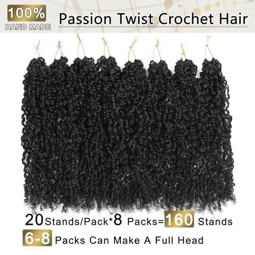 Black Passion Twist Crochet Hair 20 Inch - 8 Packs Mini Yanky Senegalese Locs