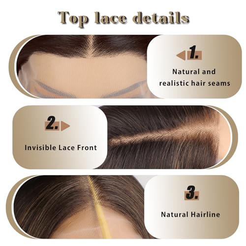 Women’s 26-Inch Straight Lace Front Wig - Black Mix Brown Variant