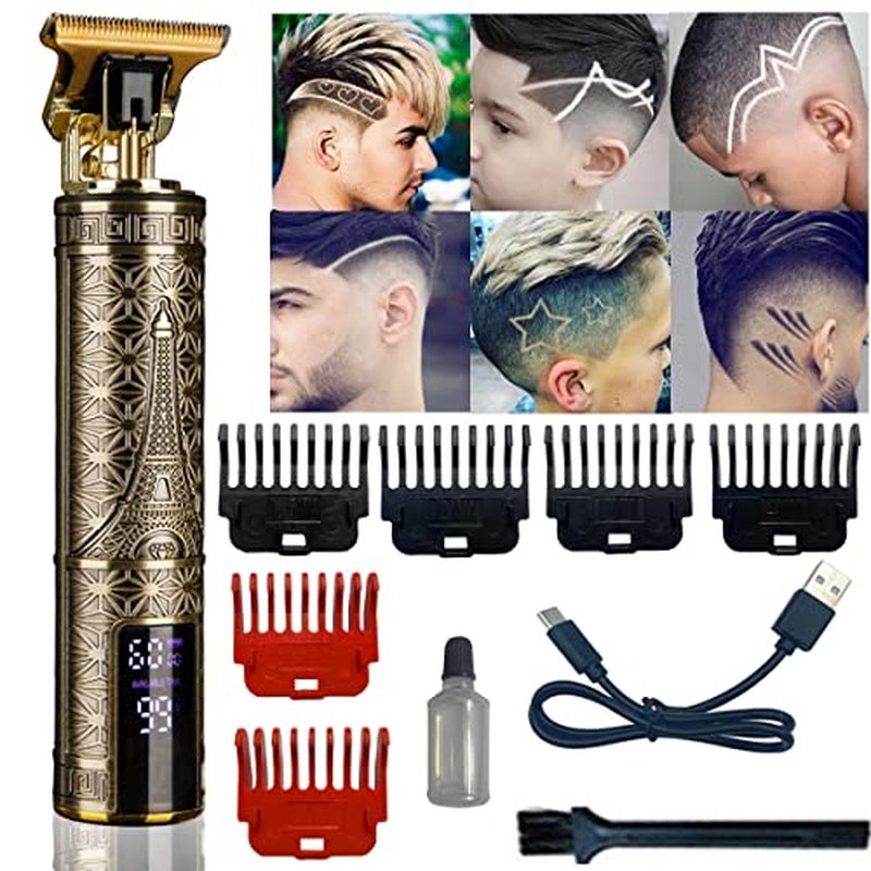 Hair Clippers for Men, Zero Gapped T-Blade Hair Trimmer with 3 Speed Adjustment LED Display, Rechargeable Cordless Grooming Kit for Men