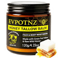 Whipped Beef Tallow & Honey Balm (4.23 oz Large Jar) - Grass Fed Tallow Face Moisturizer for Dry Sensitive Skin& Eczema -Natural Unscented Body Butter&Family