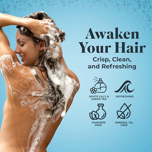 White Rain Moisturizing Shampoo - Ocean Mist Scent, 15 fl oz, Hydrating Shampoo for Men & Women, Paraben-Free & Cruelty-Free with White Lily, Green Tea & Rice Protein