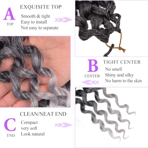 FEILIMEI T Grey 14 Inch GoGo Curl Crochet Hair Pre Loop Braiding Set - 8 Packs