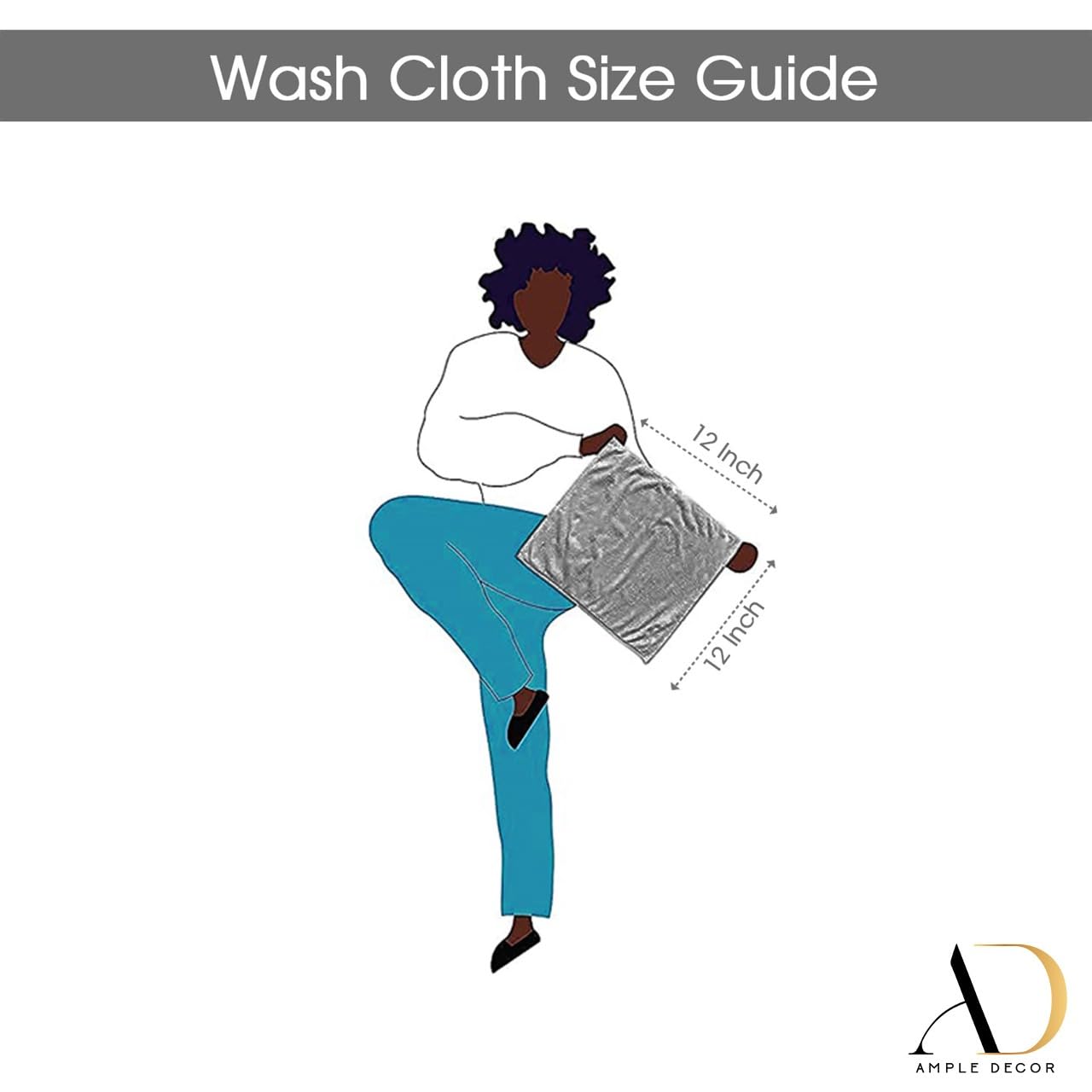 Ample Decor Washcloths Pack of 5 12 X 12 Inch, 600 GSM 100% Cotton Soft Absorbent, Premium Quality Durable Ideal for Bathroom, Pool, Hotel, Spa - Purple