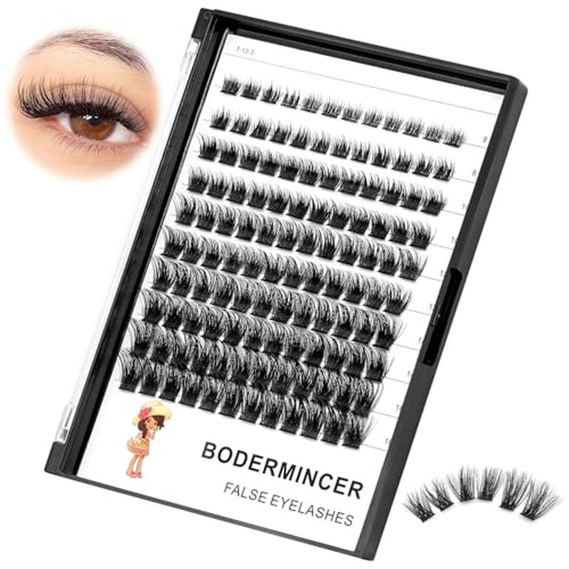 Bodermincer 120pcs D Curl 8-10-12-14-16mm Mixed Wide Cluster Professional Makeup Individual Cluster Eye Lashes Grafting Fake False Eyelashes Home Eyelash Extension (8-10-12-14-16mm Mixed)