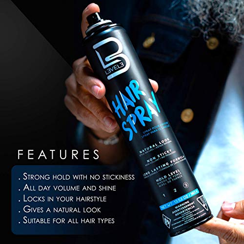 L3 Level 3 Hair Gel & Hair Spray Kit - Strong Hold, Flake-Free, Long Lasting Shine for Men & Women