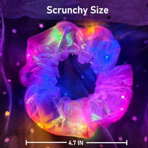40 PCS Mermaid Pearl Light Up Scrunchies - Glow Party Favors - Variation of 1 Count Pack