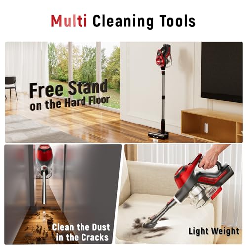 Cordless Stick Vacuum Cleaner 45Kpa Max Suction Handheld Pet Hair Floor Car