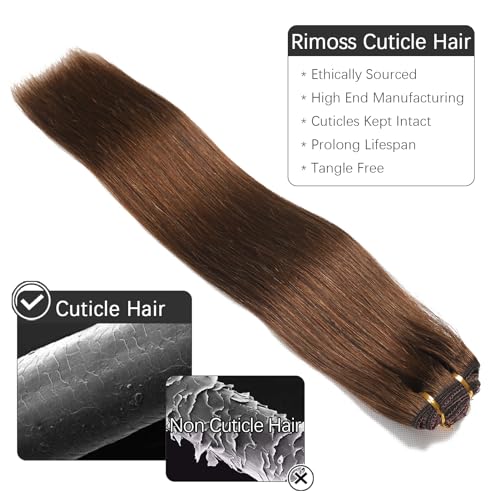 Clip in Hair Extensions 20 Inch Real Human Hair - Chocolate Brown, 7pcs