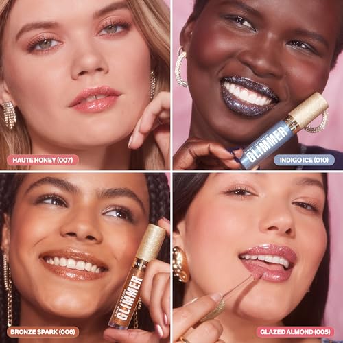 Revlon Super Lustrous Glimmer Gloss, Non-Sticky Lip Gloss, High-Shine Finish, Plant-Based Glitter, 002 Pink Prisma, 0.13 fl oz