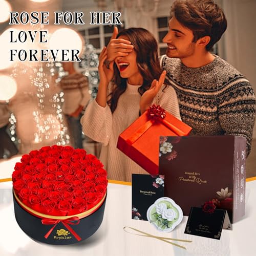50 Red Preserved Forever Roses in Heart-Shaped Gift Box - Wedding Gift for Her - Variation of 50 Roses / Red 50 Roses