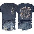 Women's Vintage Flowers Shirt Casual Boho Floral Printed T-Shirt Sunflower Wildflowers Graphic Tees Tops for Girl