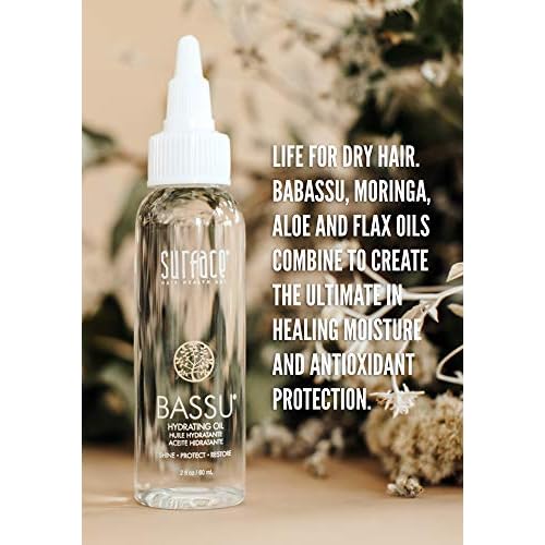 Surface Hair - Bassu Hydrating Oil - Hair Oil with Flax Seed, and Aloe Vera, Moisturize and Hydrate Repair Damaged Hair, Color Safe, 2 Fl Oz