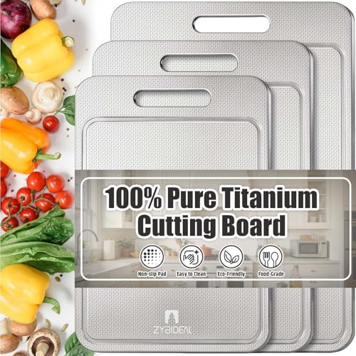 3-Piece Titanium Cutting Boards with Juice Grooves & Non-Slip Mat
