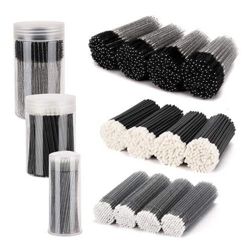 Black Eyelash Extension Supplies Kit 1500pcs with Mascara Wands Lip Brushes Micro Swabs