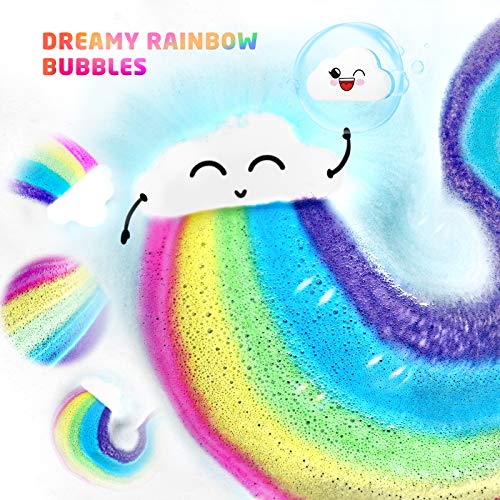 Rainbow Cloud Bath Bomb Gift Set - 3 oz x 8, Kids & Adults, Organic & Vegan