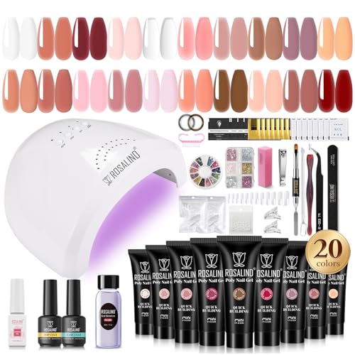 Poly Nail Gel Kit with 20 Colors & 48W Nail Lamp - Starter Kit for Nail Extensions