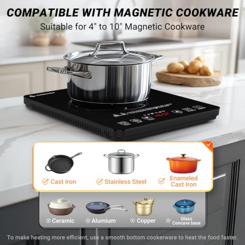 Portable Induction Cooktop 1800W with 20 Power & Temperature Levels