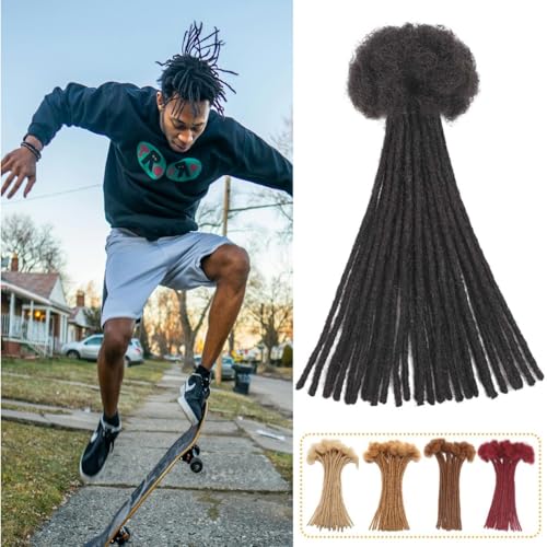 LIKIMIYA 6 Inch 30 Locs Human Hair Dreadlock Extensions 1B Natural Black