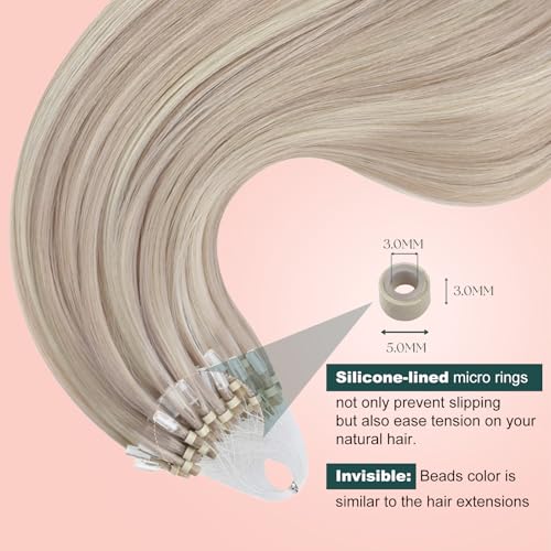 Blonde Micro Bead Hair Extensions - 14 Inch, Pre Bonded Hair, Variation P18/613