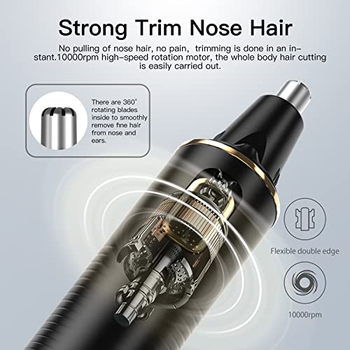Ear and Nose Hair Trimmer, 2024 Painless Eyebrow & Facial Hair Trimmer£¬USB Rechargeable Nose Hair Trimmer for Men, Professional Nose Trimmer with IPX7 Waterproof Dual Edge Blades
