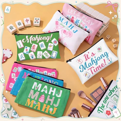 Mahjong Cosmetic Bags Bulk Set - 24 Portable Makeup Pouches for Gifts