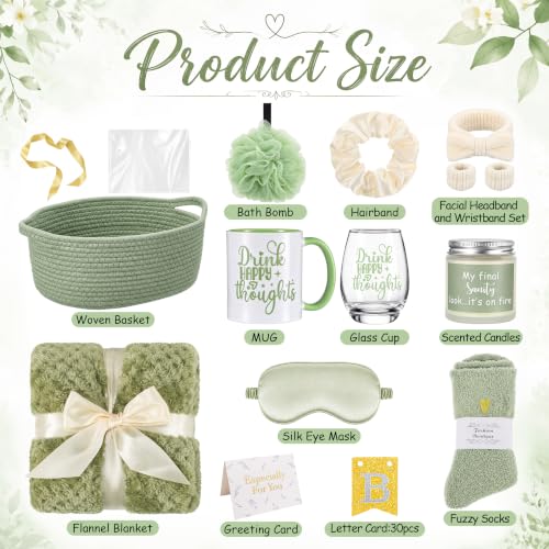 Zopeal Green Gift Basket Set for Women Spa Care Relaxation Birthday - All-in-One