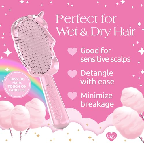 Unicorn Hair Detangler Brush for Kids & Adults - Tangle-Free, Anti-Frizz, Soft Bristles - Unicorn Hair Brush