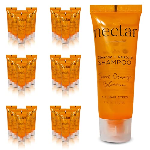 50 Pack Travel Size Shampoo with Orange Blossom - Recyclable Mini Bottles