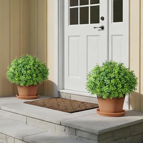 Artificial Boxwood Topiary Ball Trees - Set of 2 for Front Door & Garden Decor