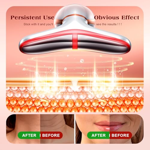 Facial Massager, 7 Colors Red Light Therapy for Face and Neck, Face Lift Device with 113¡ÆF Heating Vibration for Multi Skin Care