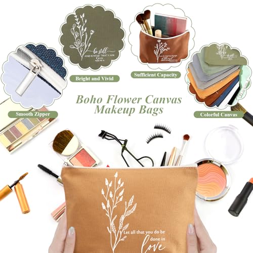 Boho Color Christian Gift Set - Inspirational Bible Keychains & Makeup Bags, 40pcs