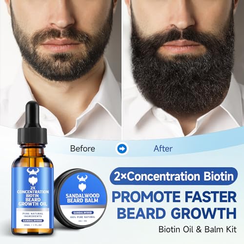 Sandalwood Beard Growth Oil with 2X Concentration Biotin for Men and Cedarwood Beard Growth Oil with 2X Concentration Biotin for Men£¬Natural Ingredients & Thickens Facial Hair Growth