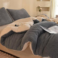 Queen Size 3D Jacquard Comforter Set with Sherpa Fleece - Grey, 3 Pieces