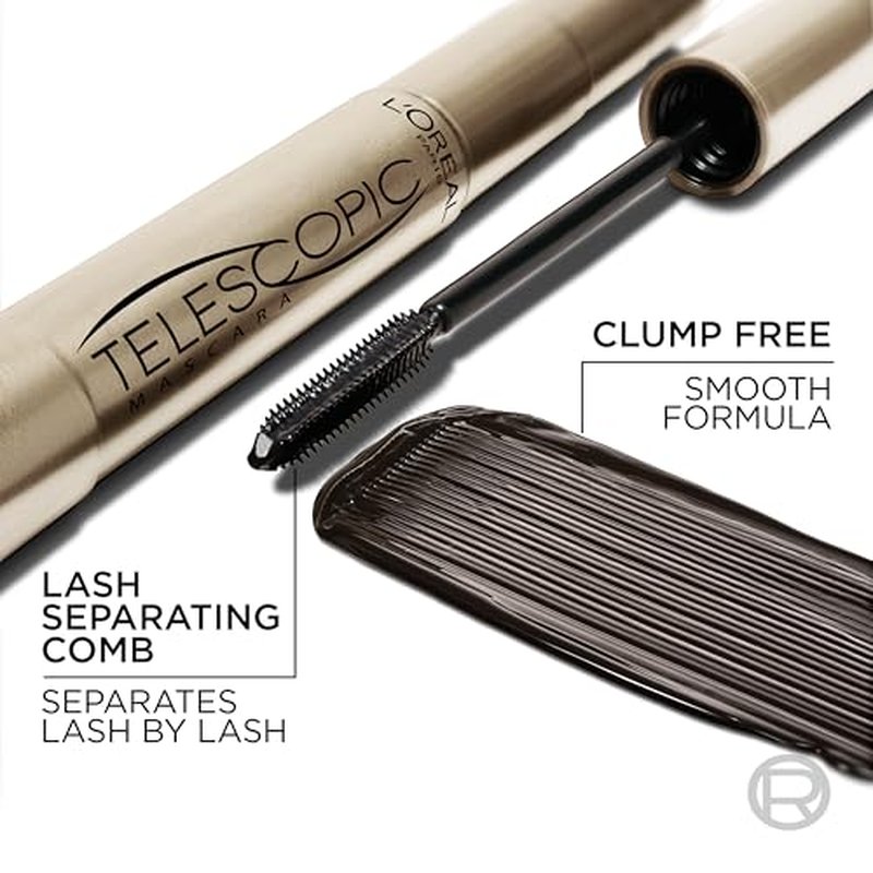 L¡¯Oreal Paris Makeup Original Telescopic Mascara, Separating Mascara Volume and Length Formula, Washable, Black, 0.27 Fl Oz., 1 Count