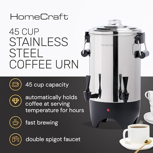 45-Cup Coffee Urn Dispenser with Double Dripless Faucet - Quick Brewing, Stainless Steel - Variation of THIS listing