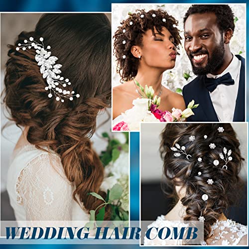 Bride Hair Accessories Pearl Crystal Combs Set - Fresh Style 44 Pieces