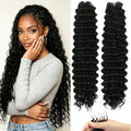 LYCSOU 18 Inch Curly Feather Crochet Hair - 100 Strands, Deep Wave, Knotless, 200g, Black Women Protective Style