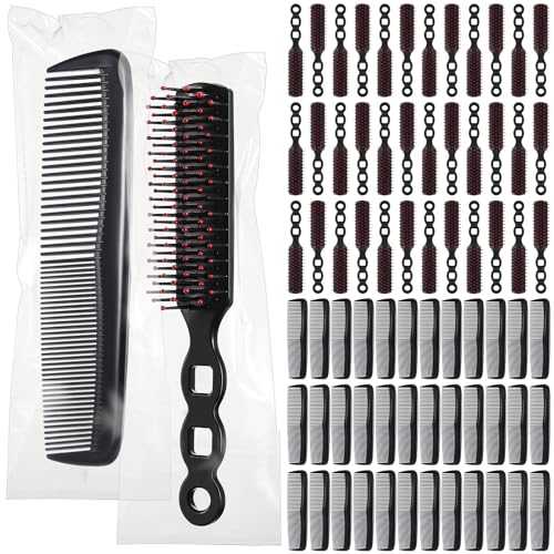 Hair Brush and Comb Set for Homeless & Charitable Donations, Black with Red Variation