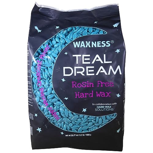 Waxness 2.2 lb Rosin-Free Hard Wax Beads for Sensitive Skin, Professional Use, Teal – Made in Italy