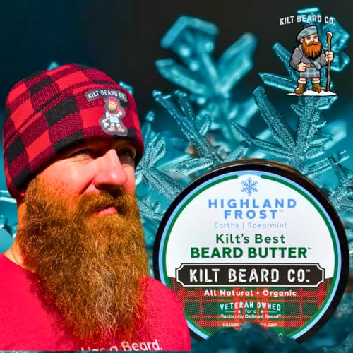 Highlands Frost Beard Butter for Men- Best beard Moisturizer & Conditioner- All-Natural Shea & Mango Butter- Softens & Hydrates Dry, Coarse Beards- Earthy, Spearmint, & Cypress Scent.