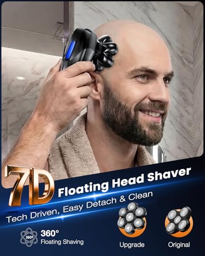 Head Shaver for Bald Men 5-in-1 Electric Grooming Kit Waterproof Rechargeable Black - Classic Black