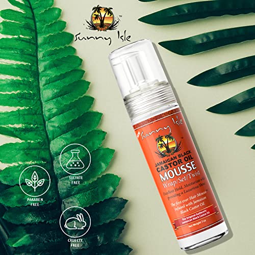 Sunny Isle Jamaican Black Castor Oil Mousse Wrap Set Twist 7oz | Excellent Hold, Luxurious Shine | Moisturizes with Frizz Control