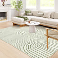 Lahome Abstract 8x10 Green Living Room Rug - Non-slip, Washable Area Carpet