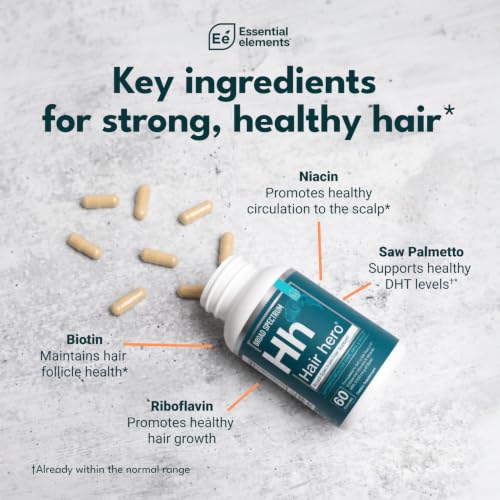 Hair Growth Vitamins for Men - Essential Elements Hair Hero - 60 Capsules 2-Pack
