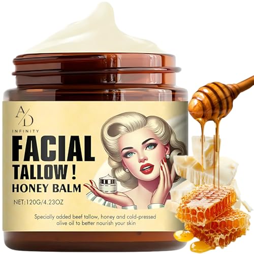 Natural Facial Balm with Beef Tallow, Honey & Coconut Oil - Anti-Aging Moisturizer