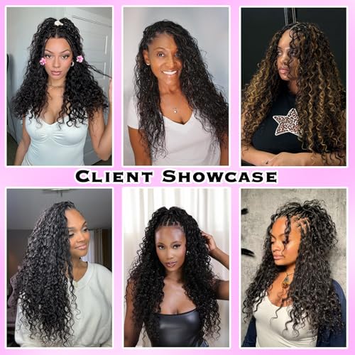 18 Inch Human Hair Crochet Extensions for Black Women, Deep Wave, 60g, 50 Strands