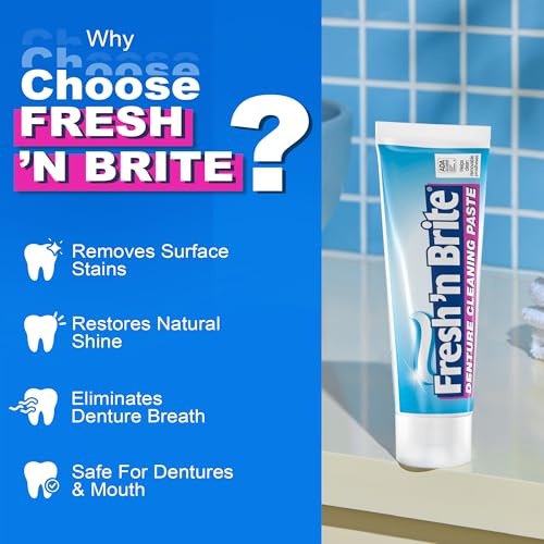 Fresh 'n Brite Denture Cleaner Paste with Dual Action Formula 3.8 oz Pack of 6