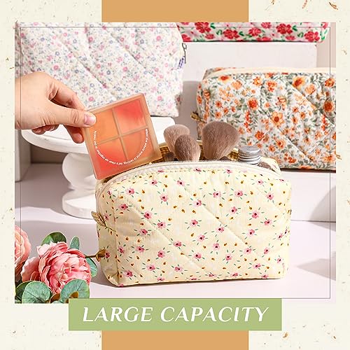 Paterr 10 Pcs Cotton Quilted Makeup Bags for Bridesmaid Gifts, 7.87 x 4.72 x 3.15 Inches