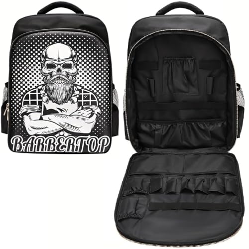 White Barber Travel Backpack Bag for Clippers & Supplies, Large Organizer, Portable Hairstylist Bag
